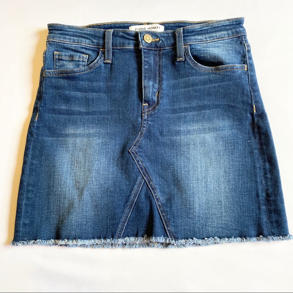 Flying Monkey High Rise Dark Wash Denim Skirt 26